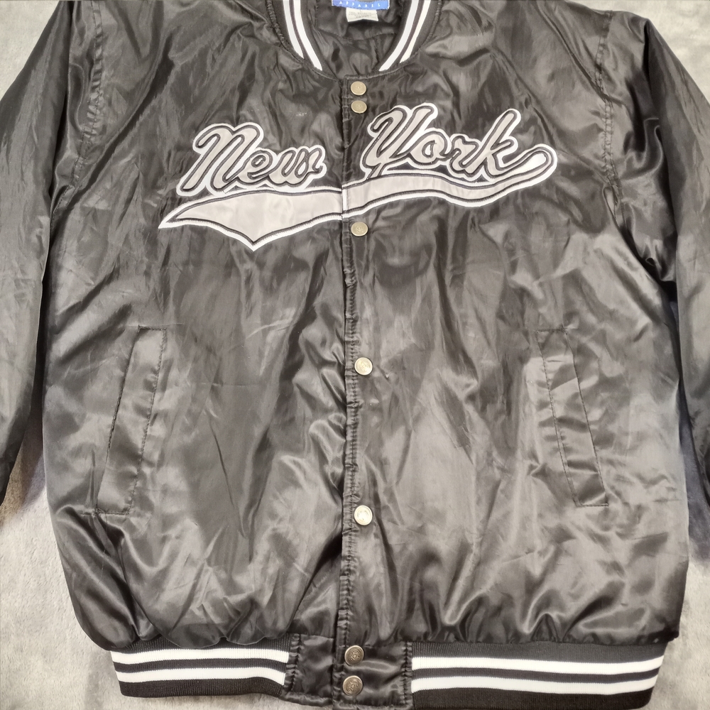 Vintage Jon Lauren Apparel Mens New York Black Varsity Jacket Large - Picture 5 of 16